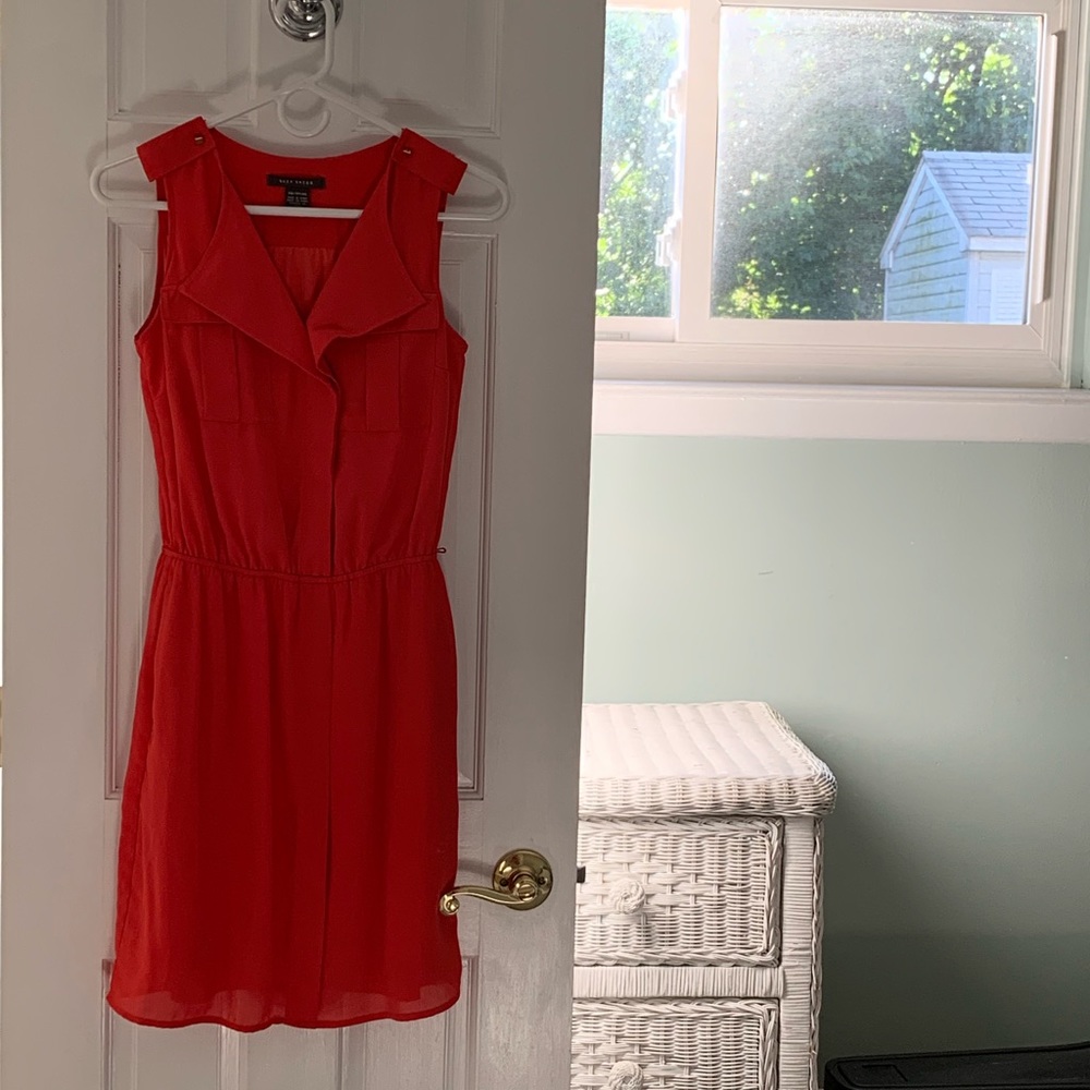Suzy Shier orange breast pocked summer dress